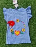 Cotton candy with  flowers sky blue shirt/ASKCCF013