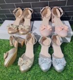 Pink Thick Heeled Half Cut Ankle Strap with bow/AFS48 - Image 3